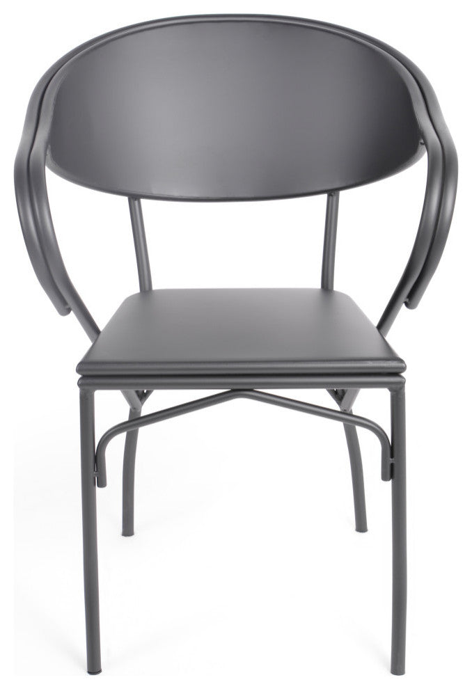 Arthur Desert Outdoor Modern 3 Piece Bistro Set, Matte Black