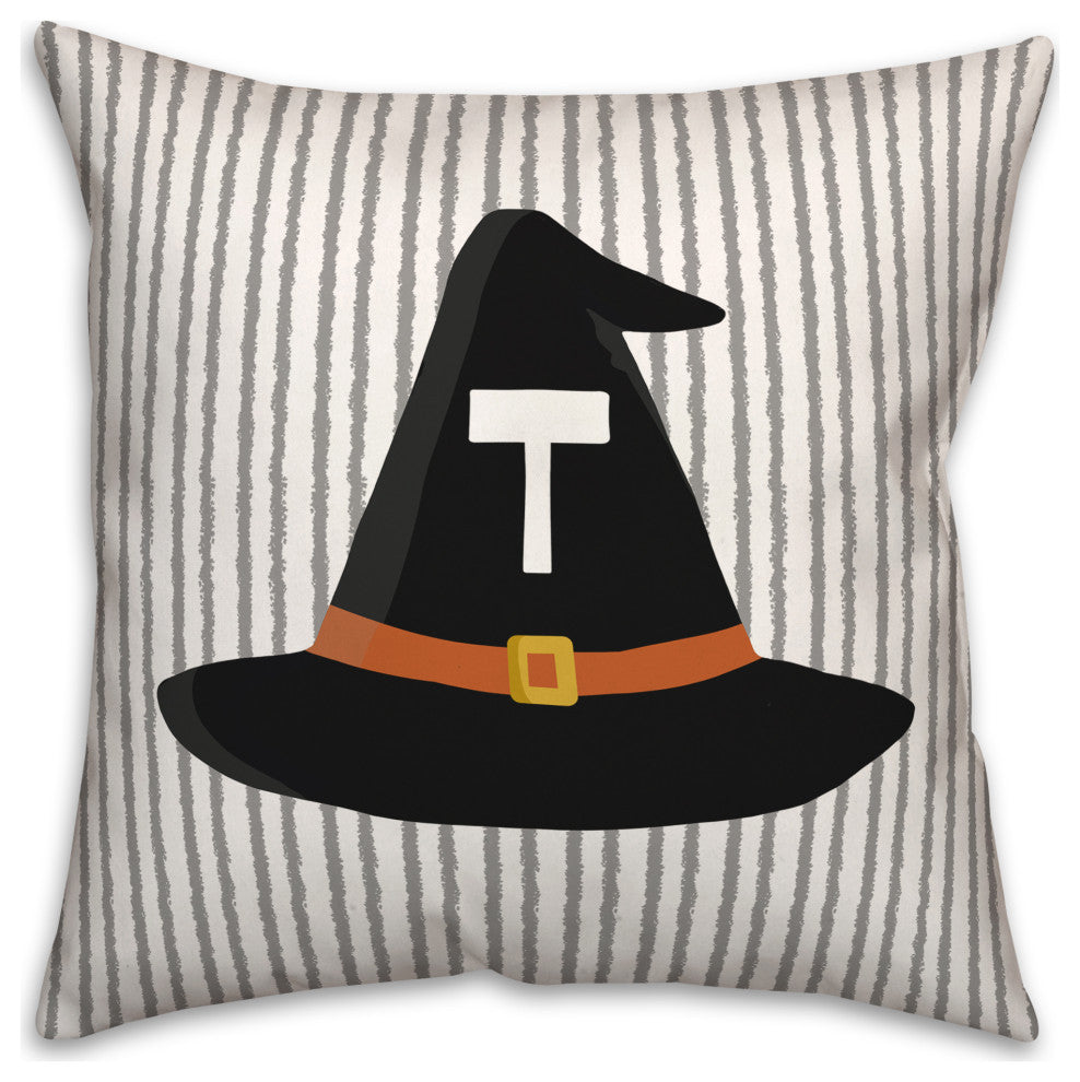 Halloween Monogram Hat T 18x18 Spun Poly Pillow
