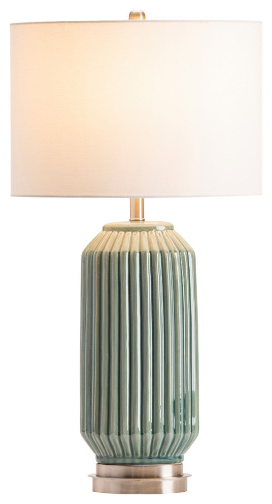 Paige Blue and Gray Ceramic Table Lamp, 28"