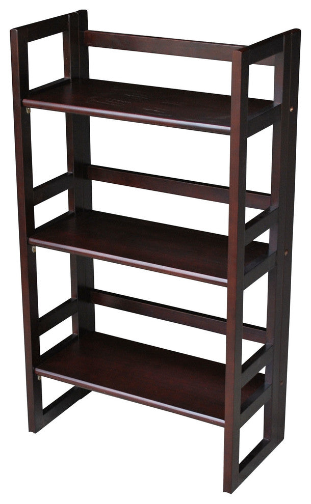 3 Shelf Folding Bookcase, Espresso, Small, 3 Shelf