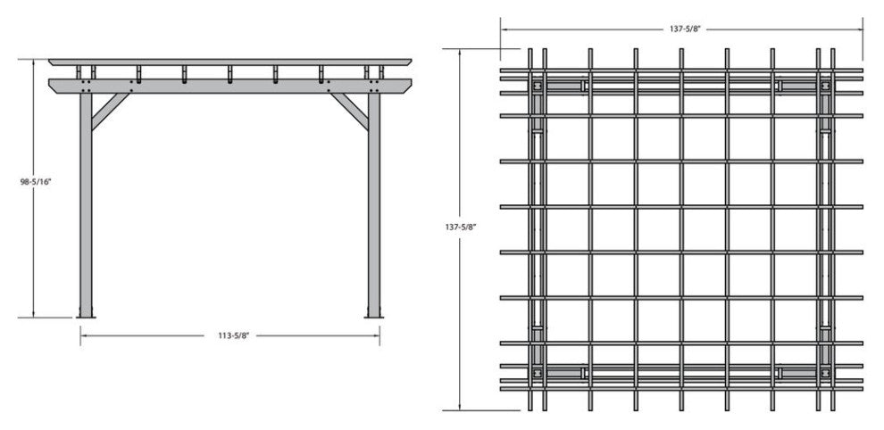 The Sequoia Professional Commercial Grade Ridgecrest 12x12 Pergola, Weathered Acorn