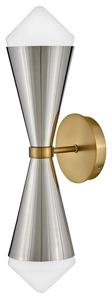 Lark Betty 22" Two Light Vertical Sconce, Polished Nickel + Lacquered Brass