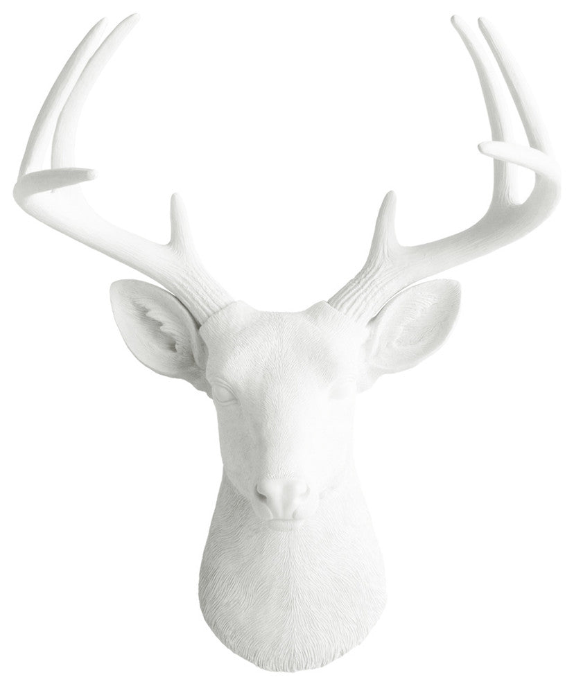Resin Deer Head Antler Art, White