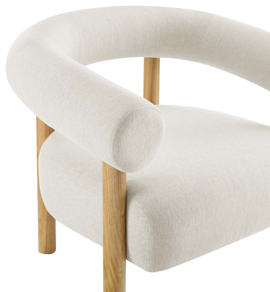 Sable Upholstered Fabric Armchair - Ivory Natural