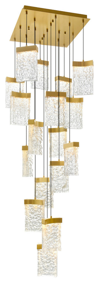 Lava Integrated LED Chandelier, Brass, 24"