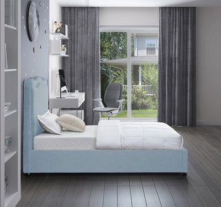 Felix Linen Upholstered Bed, Sky Blue, Twin