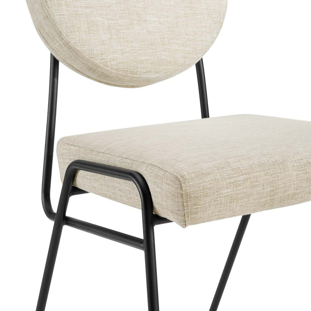 Craft Upholstered Fabric Dining Side Chairs, Set of 2, Black Beige