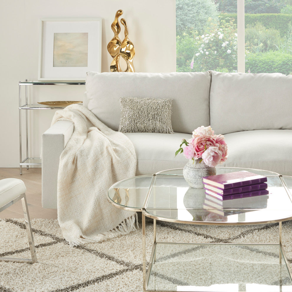 Mina Victory Z0727 Throw Pillow, Silver, 10" X 14"