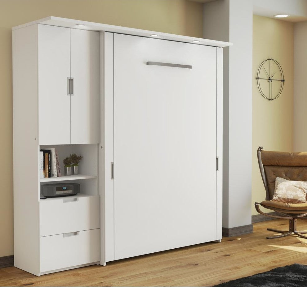 Bestar Lumina 2-Piece Full Wall Bed and Storage Unit, White