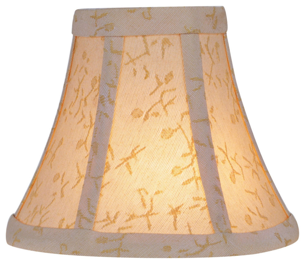 30053-9 Small Bell Chandelier Clip On Lamp Shade Beige & Gold Floral 3"x6"x5"