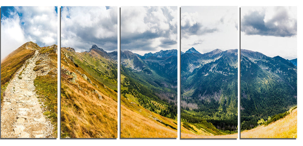 "Low Tatras Hike Panorama" Landscape Wall Art Canvas Print, 5 Panels, 60"x28"