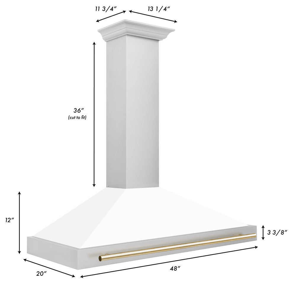 ZLINE 48" ZLINE Stainless Steel Hood With White Matte Shell KB4STZ-WM48-G