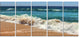 "Atlantic Beach With Foaming Waves" Seascape Art Canvas, 5 Panels, 60"x28"