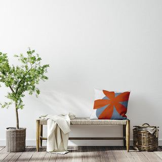 Bold Flower Polyester Indoor Pillow, Perfect Orange, 26"x26"