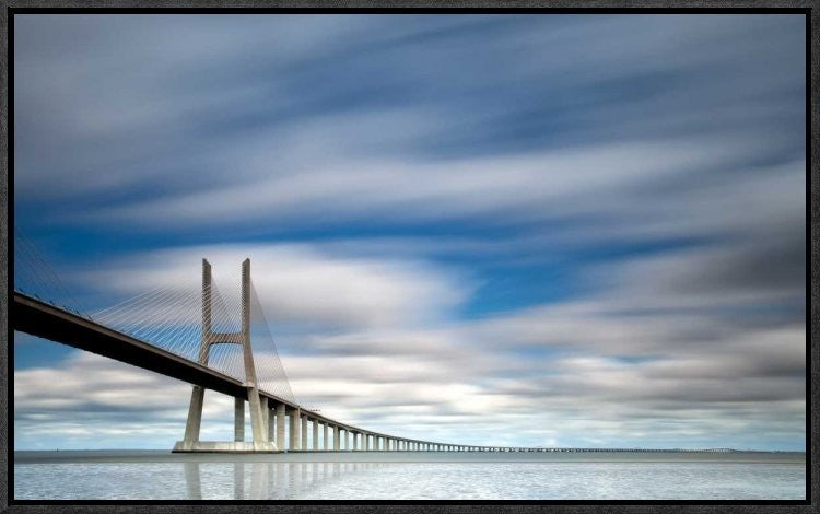 "In Blue" Framed Canvas Giclee by Jorge Feteira, 23x14"