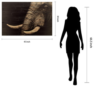 "Elephant" Wall Art Giclee Printed On Solid Fir Wood Planks