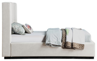 Flynn Linen Textured Fabric Full Bed, Beige, Twin