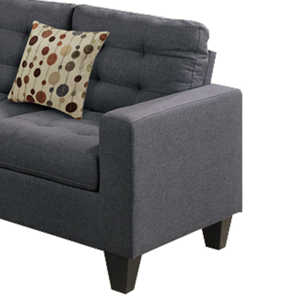 Benzara BM168743 4 Pieces Sectional With Cocktail Ottoman and Pillows, Gray