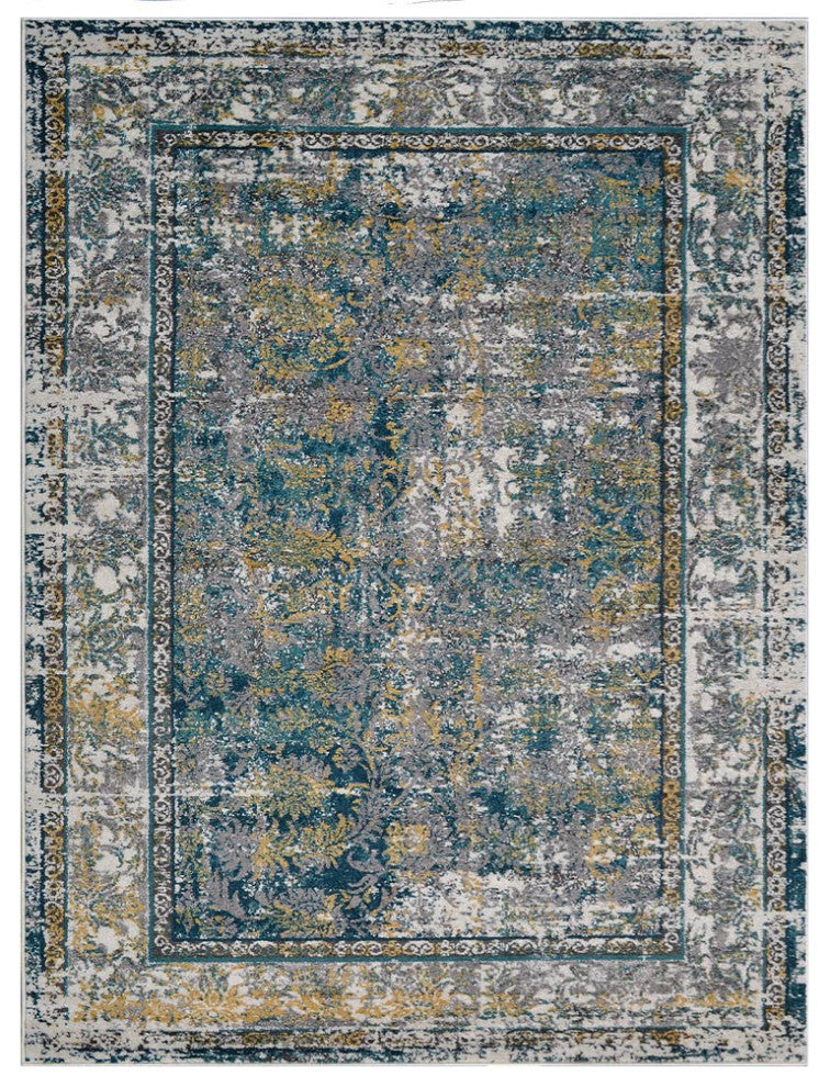 MACHINE MADE HEATSET POLYPROPYLENE AREA RUGS -Silver Color,Oriental Design, [Rectangle] 5'x8'