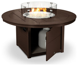 Polywood Round 48" Fire Pit Table, Mahogany