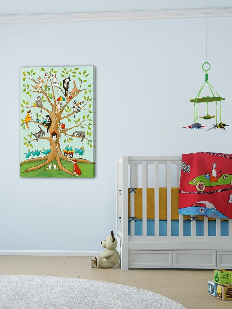 Marmont Hill, "Cats Up a Tree" by Janet Nelson Painting on Wrapped Canvas, 16x24