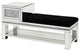 Benzara BM251186 Mirrored Storage Bench With Faux Diamonds/Open Shelf, Silver