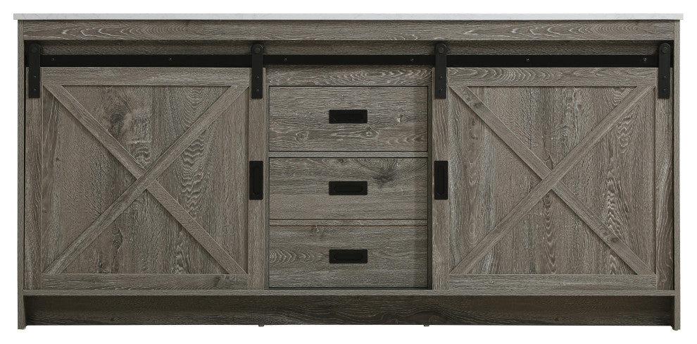 Home Living 72" Double Bathroom Vanity, Rustic Grey