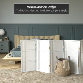 3' Tall Double Cross Shoji Screen, White, 5 Panels