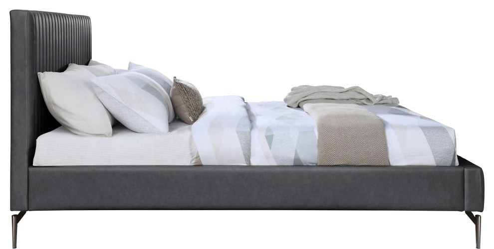Gallo Vegan Leather Upholstered Bed, Gray, King