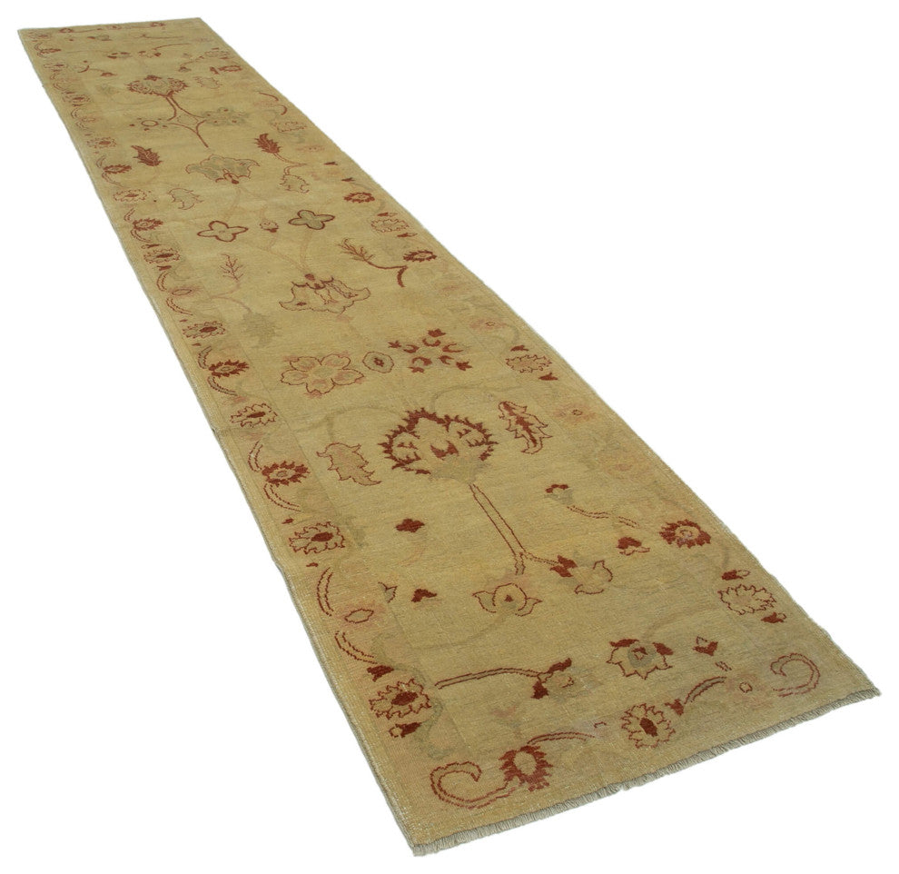 Rug N Carpet - Hand-Knotted Oriental 3' 1" x 14' 6" Runner Oushak Area Rug