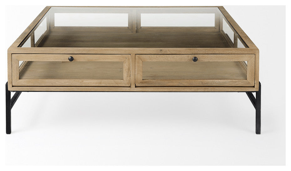 42" Clear And Black Glass Square Coffee Table