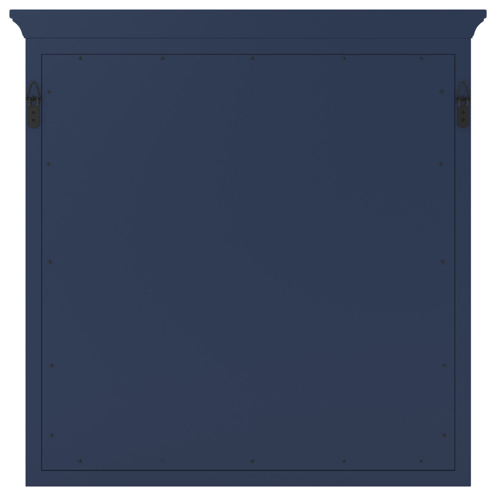 Framed Wall Mounted Bathroom Mirror, Blue;, 32" X 32"