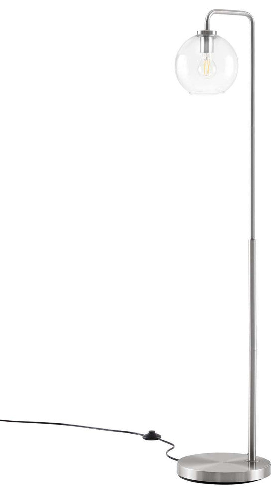 Floor Lamp Light, Silver, Glass, Metal, Modern, Mid Century Bistro Hospitality