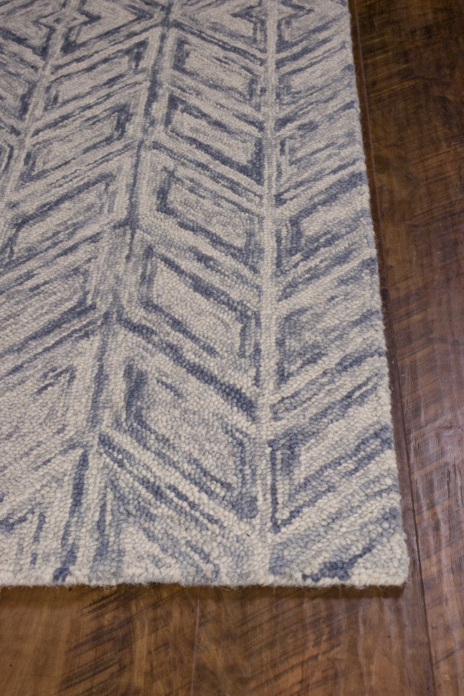 HomeRoots 8'x10' Blue Heather Hand Tufted Herringbone Indoor Area Rug