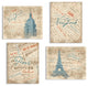 Paris and NYC Typography and Scenes 4-Piece Wall Plaque Set