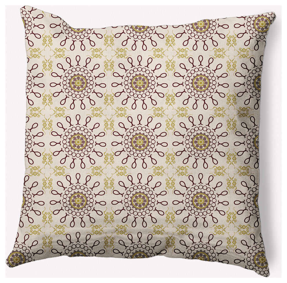 20" x 20" Sun Tile Indoor/Outdoor Polyester Throw Pillow, Pomegranate