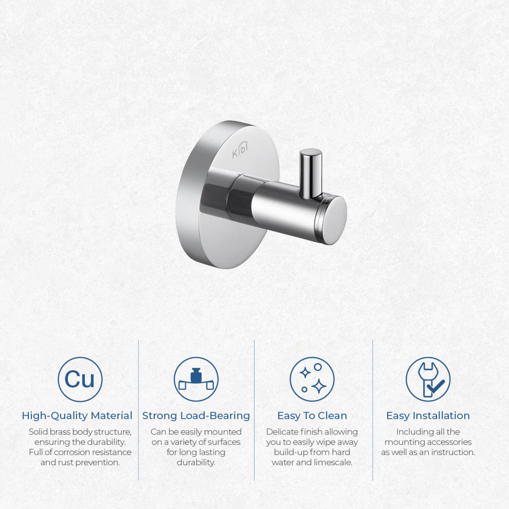 Circular Bathroom Robe Hook KBA1401, Chrome