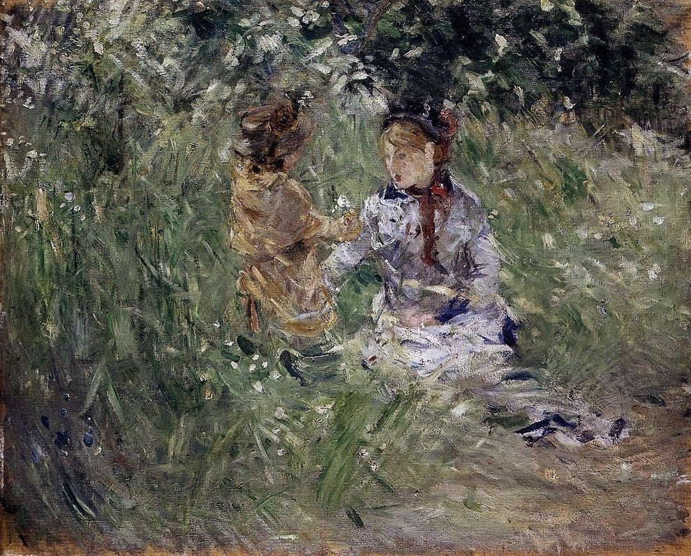 Berthe Morisot Julie With Pasie in the Garden at Bougival Gallery Wrapped Canvas