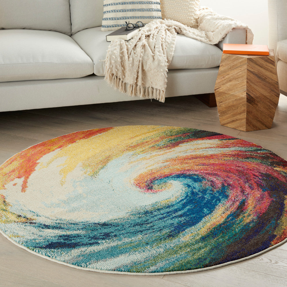 Nourison Home 5'' Round Celestial Multi-Color Colorful Area Rug