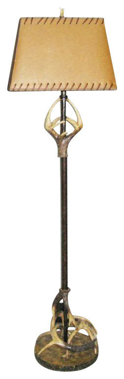 61" Polyresin Floor Lamp with Fabric Shade, Antler Brown