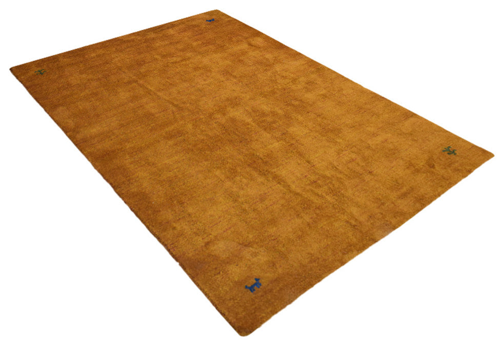 Hand Knotted Loom Silk Mix Area Rug Contemporary Orange, [Rectangle] 6'x9'