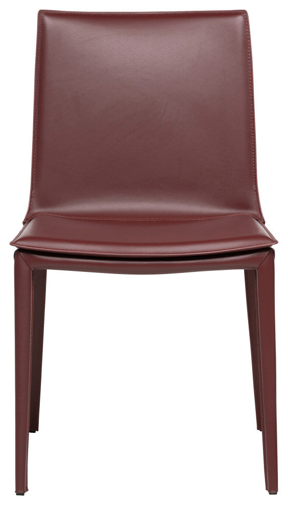 Elite Living Hilton (Set of 2) Modern Leather Upholstered Dining Chair, Wine Red