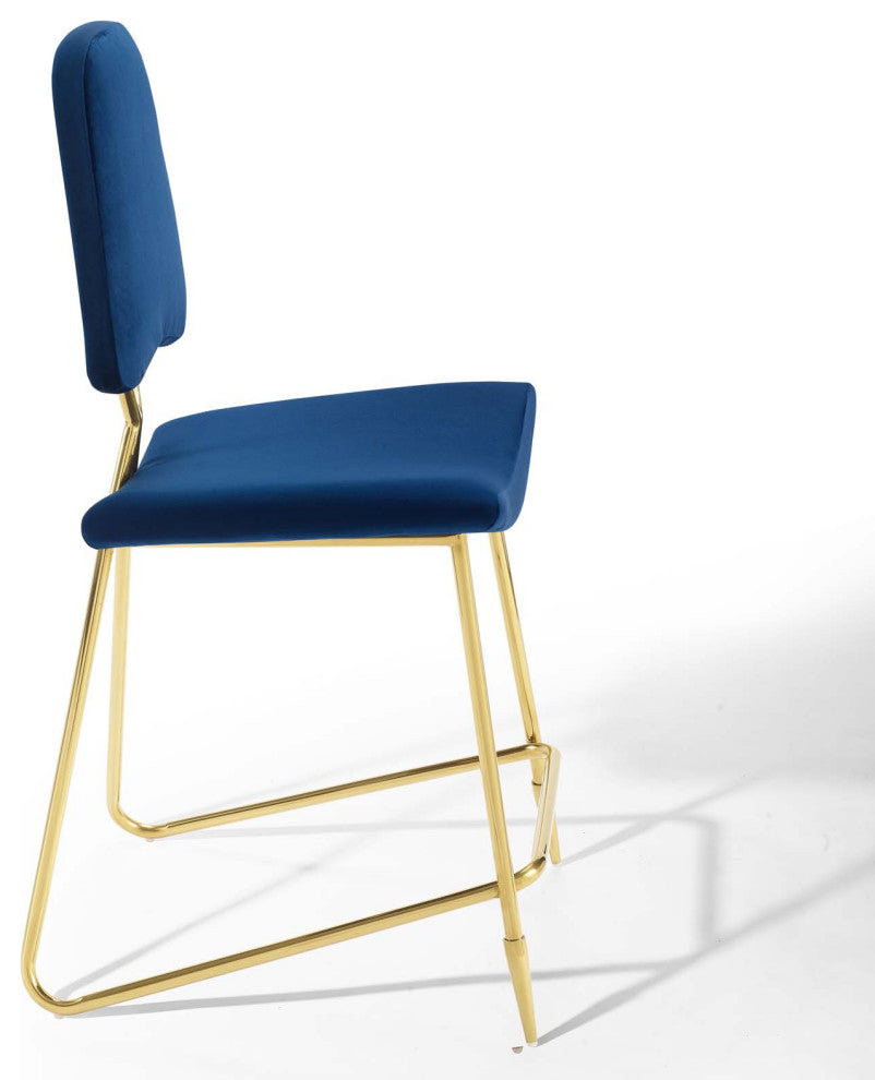 Ponder Counter Stool Performance Velvet Set of 2, Navy