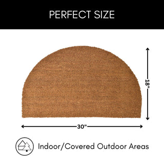 Sheltered Half Round Front Door Mat Natural Braided Coir Coco Rubber Rug 30x18