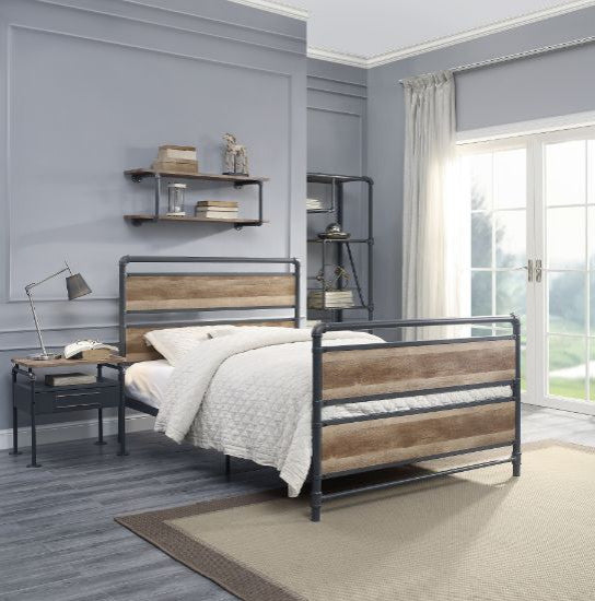 Acme Brantley Full Bed Antique Oak and Sandy Gray Finish