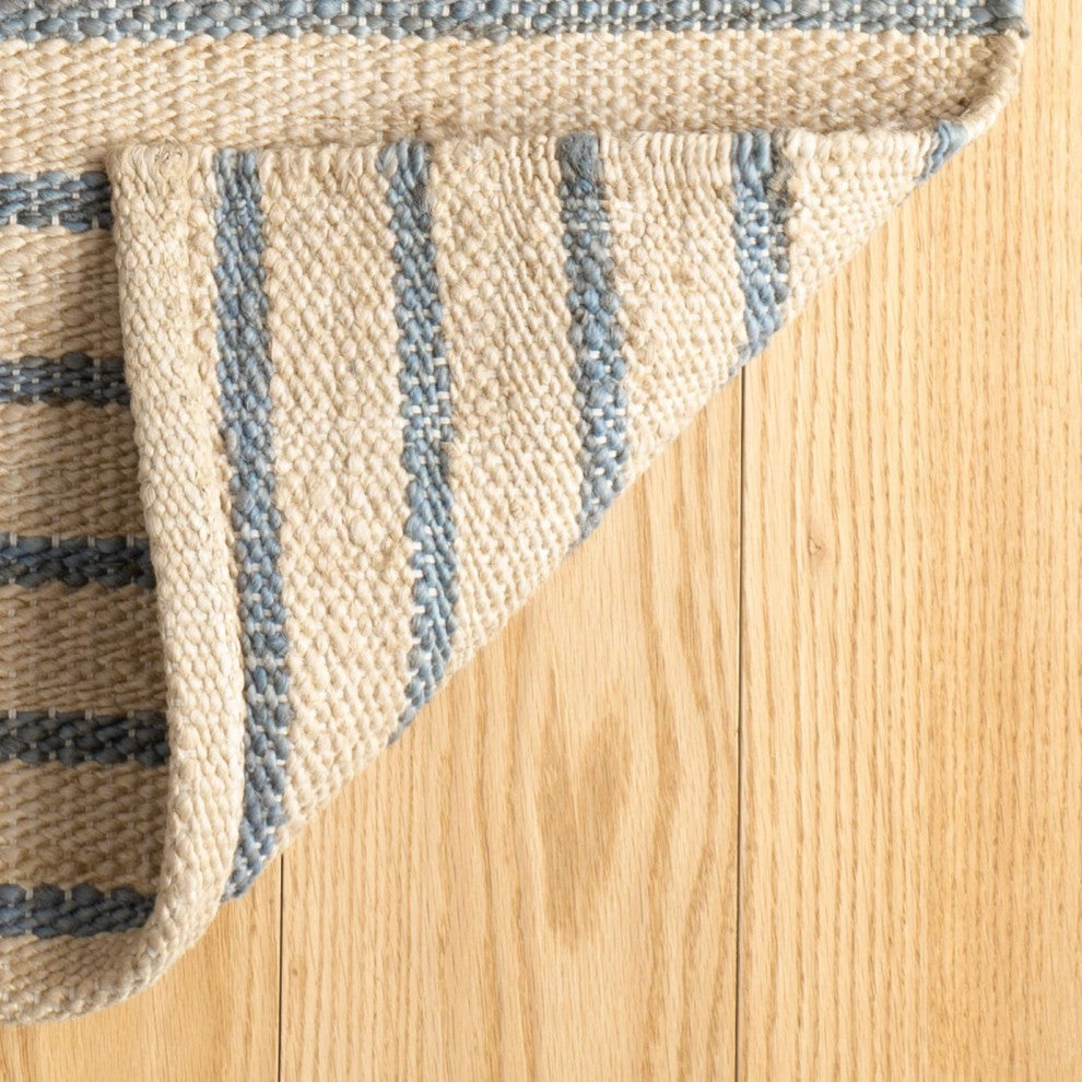 Dash & Albert Moana Stripe Handwoven Jute Rug, Blue, 8' x 10'