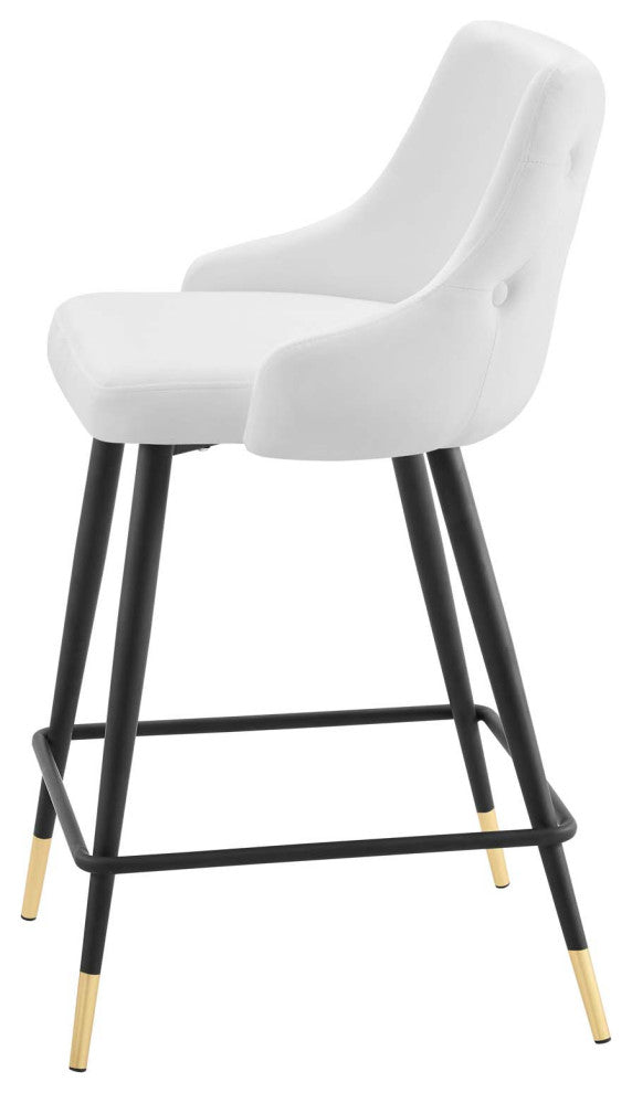 Counter Stool Chair, Set of 2, Velvet, White, Modern, Bar Cafe Bistro Restaurant