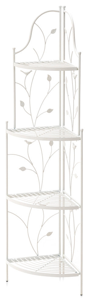 52"H 4-Tiered Metal Corner Shelf Plant Stand, White