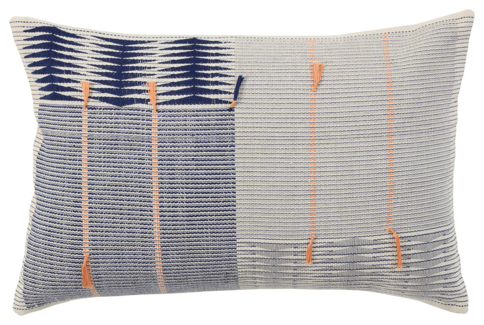 Jaipur Living Jotsoma Tribal Navy/Silver Poly Fill Pillow 16"X24" Lumbar