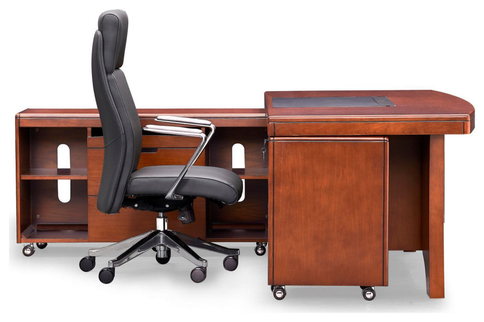 70"� Modern Quincy Light Cherry Wood Desk Rolling Return Storage Keyboard Tray